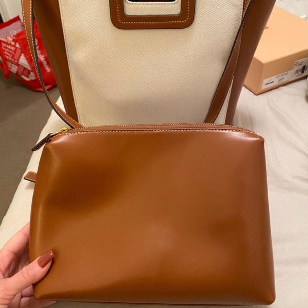 Staud Shirley Canvas Leather Tote Crossbody Bag - Picture 8 of 15